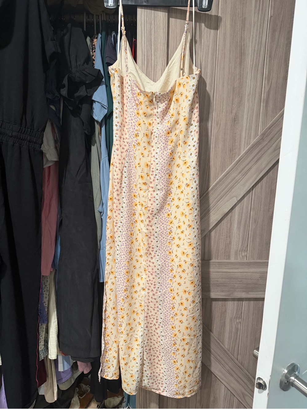Sadie & Sage Cream Maxi Slip Dress with Yellow Floral Print - Picture 2 of 4